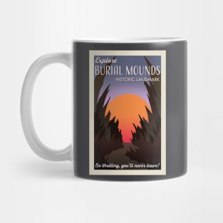 Visit Burial Mounds retro travel poster Mug